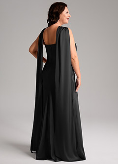 Azazie Kinsley Bridesmaid Dresses Black Mermaid Side Slit Stretch Satin Dress image9