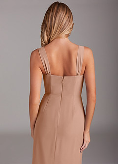 Azazie Denice Bridesmaid Dresses Champagne Rose Sheath Pleated Chiffon Dress image8