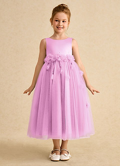 Azazie Lux Flower Girl Dresses Candy Pink A-Line Beaded Tulle Dress image5