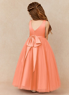 Azazie Marybell Flower Girl Dresses Sunset A-Line Bow Tulle Dress image2