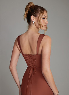 Azazie Agustina Robes de demoiselle d'honneur Robe Sirène en Satin extensible Corset Auburn image6
