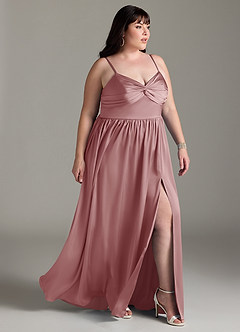 Azazie Zeya Bridesmaid Dresses Dusty Rose A-Line Pleated Stretch Satin Dress image12