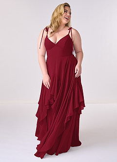 Barbie ♥ Azazie Bridesmaid Dresses Burgundy A-Line Bow Chiffon Dress image8