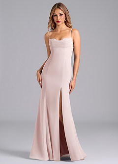 Azazie Wynni Essayer des robes à la maison Robe Sirène en Mousseline de soie Corset Rose Pâle image1
