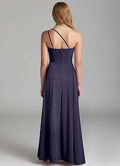 Azazie Maron Junior Stormy A-Line Pleated Stretch Satin Dress image4