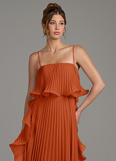 Azazie Alexia Bridesmaid Dresses Burnt Orange A-Line Ruched Chiffon Dress image2