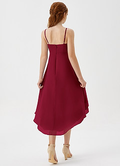 Azazie Mariam Junior Agave A-Line Pleated Chiffon Dress image6
