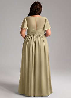 Azazie Verna Maternity Bridesmaid Dresses A-Line V-Neck Ruched Chiffon Floor-Length Dress image12