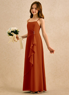 Azazie lolly Girls Formal Blumenmädchenkleider A-Linie Plissee Chiffon Kleid Paprika image1