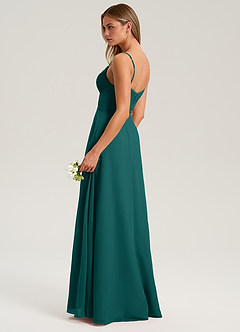 Azazie Terese Bridesmaid Dresses Peacock A-Line Pleated Chiffon Dress image5