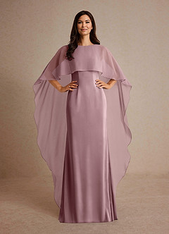 Azazie Milfred Mother of the Bride Dresses Dusty Rose Sheath Boatneck Stretch Satin Dress image2
