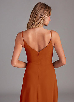 Azazie Daenerys Bridesmaid Dresses Paprika A-Line Cowl Chiffon Dress image7
