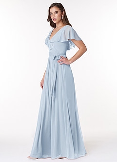 Azazie Jael Bridesmaid Dresses A-Line V-Neck Mesh Floor-Length Dress image3