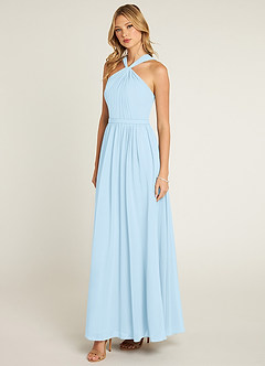 Azazie Jacey Brautjungfernkleider A-Linie Plissee Chiffon Kleid Himmelblau image3