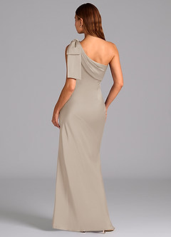 Azazie Yuanna Bridesmaid Dresses Frost Mermaid One Shoulder Stretch Satin Dress image2