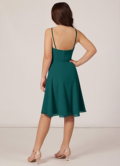 Azazie Kalie Junior Peacock A-Line with Belt Chiffon Dress image4
