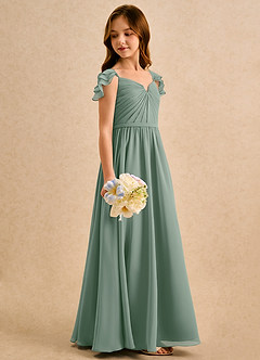 Azazie Meimei Girls Formal Final Sale Silver Sage A-Line Pleated Chiffon Dress image4