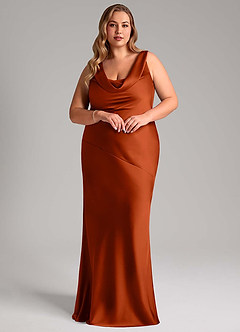 Azazie Rylina Bridesmaid Dresses Paprika Mermaid Stretch Satin Dress image9