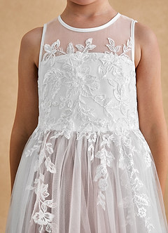Azazie Bitsy Flower Girl Dresses Ivory Dusty Rose A-Line Lace Tulle Dress image6