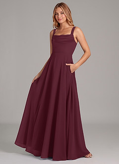 Azazie Shaude Bridesmaid Dresses Cabernet A-Line Pleated Chiffon Dress image4