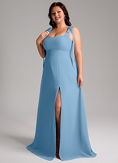 Azazie Debra Bridesmaid Dresses Steel Blue A-Line with Pockets Chiffon Convertible Dress image11