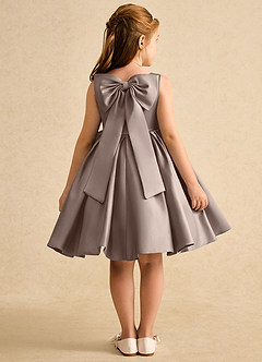 Azazie Jessie Flower Girl Dresses Taupe A-Line Bow Matte Satin Dress image1