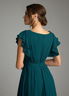 Azazie Daphne vestidos de dama de honor modestos Vestido de Corte en A Volantes Hasta el suelo Gasa image6