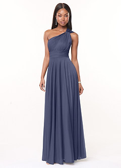Azazie Charlize Bridesmaid Dresses Stormy A-Line One Shoulder Mesh Dress image3