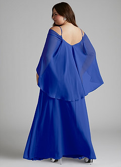 Azazie Cienna Vestidos de damas de honor Vestido de Azul Real de Gasa de Corte en A con Vestidos sin tirantes image8