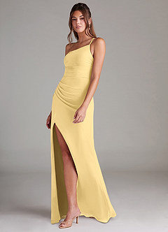 Azazie Eren Bridesmaid Dresses Butter Sheath One Shoulder Chiffon Dress image5