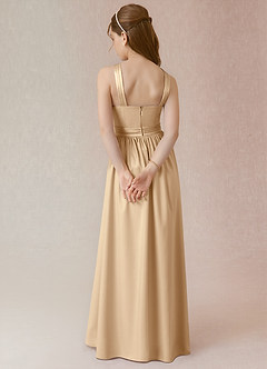 Azazie Jiya Junior Robe Trapèze en Satin extensible Plissée Champagne image2