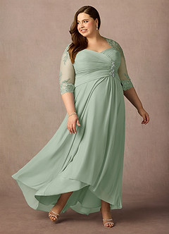 Azazie Anne vestidos de madre de la novia Vestido de Salvia Polvorienta de Encaje de Recto con Corazón Lentejuelas image12