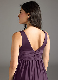 Azazie Yetta Maternity Bridesmaid Dresses A-Line Pleated Stretch Satin Floor-Length Dress image5