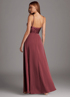 Azazie Jenna Final Sale Pistachio A-Line Pleated Stretch Satin Dress image4