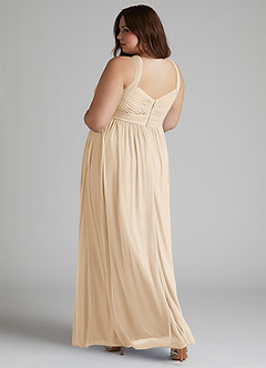 Azazie Hillian Abiti da Damigella Abito A-Line in Maglia con Scollo Halter a Pieghe Champagne image12