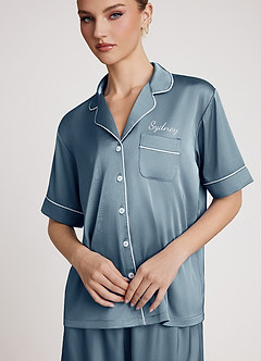 front Personalized Embroidered Satin Pajama Set