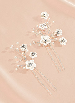 front White Flower U-Shaped Hairpin Set