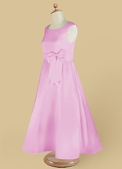 Azazie Lindy Flower Girl Dresses Candy Pink A-Line Pleated Matte Satin Dress image15