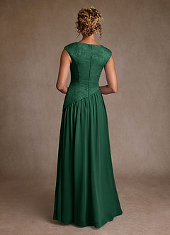 Azazie Kalleen Moeder van de bruid jurken A-Lijn Jurk van Chiffon Geplooid Donkergroen image3