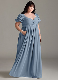 Azazie Madisynn Maternity Bridesmaid Dresses Bow Chiffon Floor-Length Dress image7