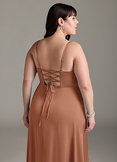 Azazie Marchella Brautjungfernkleider A-Linie Korsett Stretch-Satin Kleid Bronzer image12