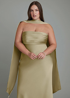 Azazie Saylor Brautjungfernkleider Meerjungfrau-Linie Schulterfrei Stretch-Satin Kleid Moosgrün image18