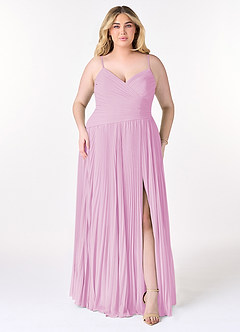 Azazie Vini Bridesmaid Dresses Candy Pink A-Line V-Neck Pleated Chiffon Dress image7