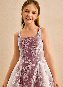 Azazie Cubbie Girls Formal Flower Girl Dresses Merlot A-Line Lace Dress image6