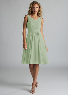 Azazie Grace Bridesmaid Dresses Dusty Sage A-Line Pleated Chiffon Dress image1