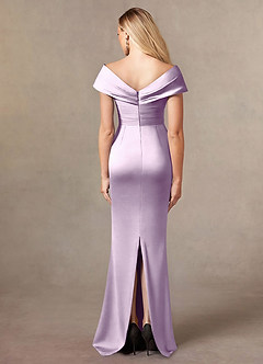 Azazie Ludlow Mother of the Bride Dresses Frosted Lilac Mermaid Pleated Stretch Satin Dress image4