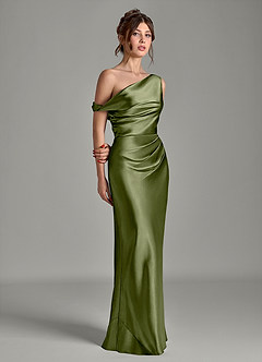 Azazie Emerson At-home Try On Dresses Black Mermaid Off the Shoulder Metallic Satin Dress image5