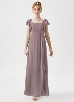 Azazie Bondi Junior Dusk A-Line Side Slit Mesh Dress image4
