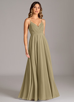 Azazie Amani Bridesmaid Dresses Moss Green A-Line Pleated Chiffon Dress image5