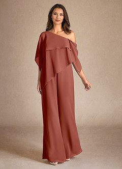 Azazie Halima Kleider für die Brautmutter Overall/Jumpsuit Seitliche Cut-Outs Chiffon Kleid Rotbraun image4